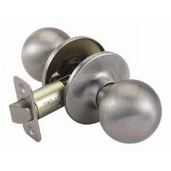 Ball 2-Way Latch Passage Door Knob, Adjustable Backset, Satin Nickel Finish