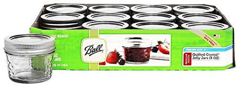 Set of 12 Quilted Crystal Glass Round Jars with Silver Lids