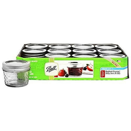 Ball 4-Ounce Quilted Crystal Jelly Regular Mouth Jars with Lids and Bands, Set of 12
