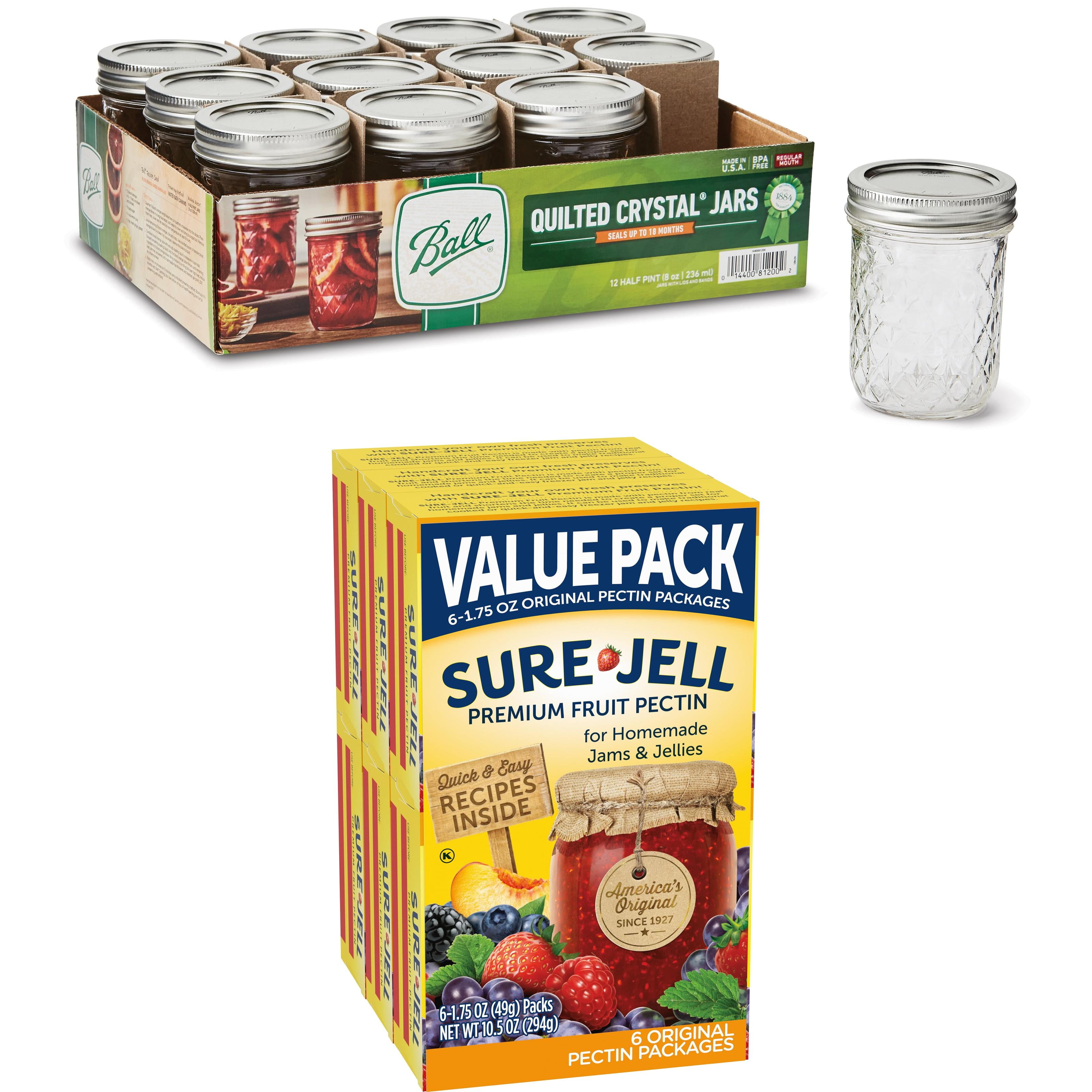 Ball Quilted Crystal Clear Glass Jelly Jars Set, 8 oz, 12 Count