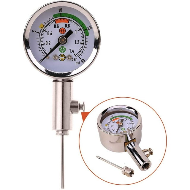 Ball Air Pressure Gauge Heavy Duty Metal Made Air Watch Test and Adjust