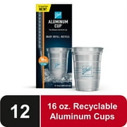 Ball Aluminum Cup, Disposable Recyclable Cold-Drink Cups, 16 oz. Cups, 12 Count