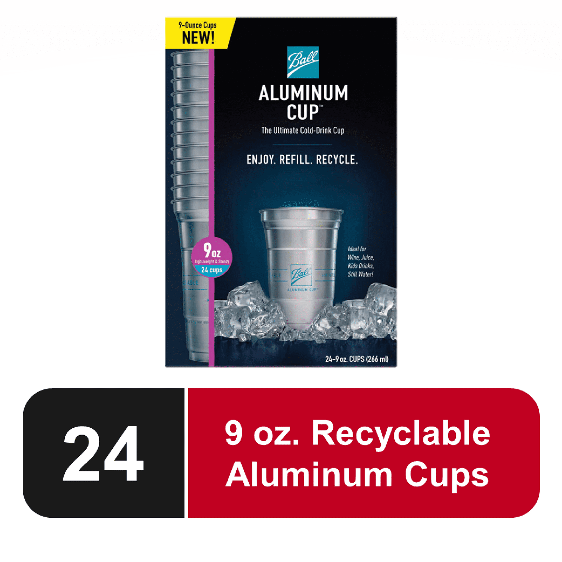 Ball Aluminum Cold Drink Cups 10 Pc 20 oz Reusable Refillable 100%  Recyclable