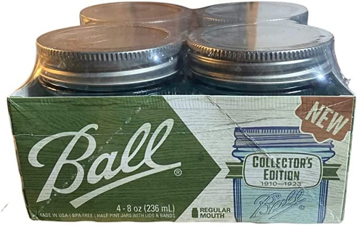 Ball Aqua Vintage Regular Mouth Half Pint 8-oz. Glass Mason Jars, 4-pack