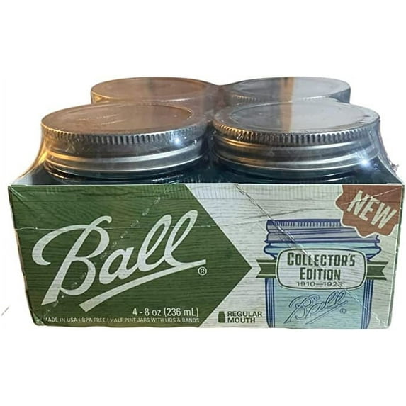 Ball Aqua Vintage Regular Mouth Half Pint 8-oz. Glass Mason Jars, 4-pack