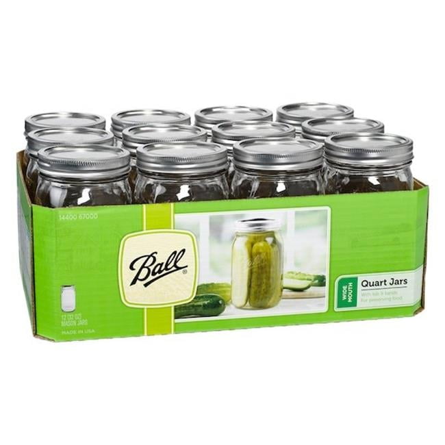 Clear Glass Wide Mouth Quart Canning Jars Set