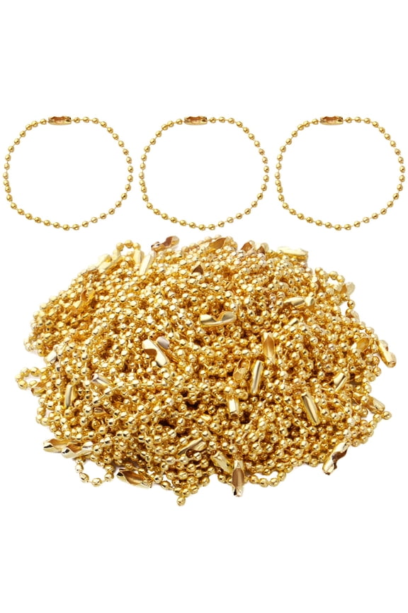 Ball Bead Chains, 100pcs 15cm Metal Long Bead Connector Clasp Ball Bead Chains Keychains Dog Tag Chains for Jewelry Finding Making Accessories, 2.4mm Diameter