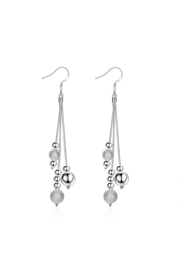 Ball Bead Long Chain Threader Tassel Dangle Drop Earrings for Women