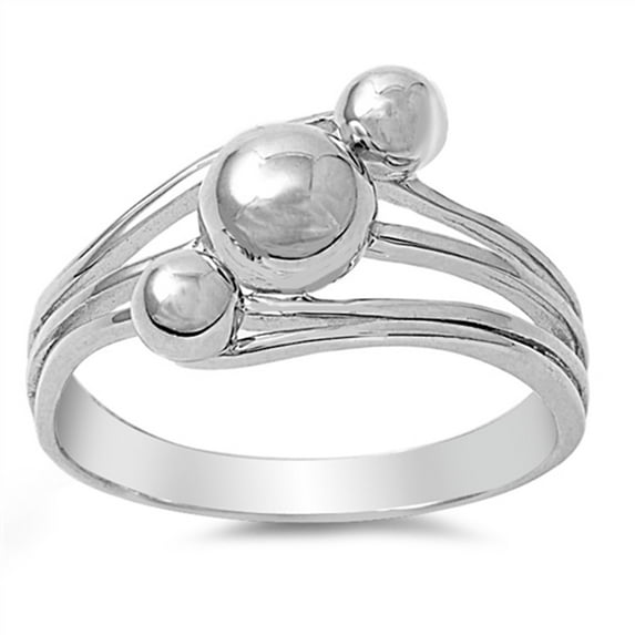 Ball Bead Round Nugget Wave Statement Ring .925 Sterling Silver Band Jewelry Female Male Size 10