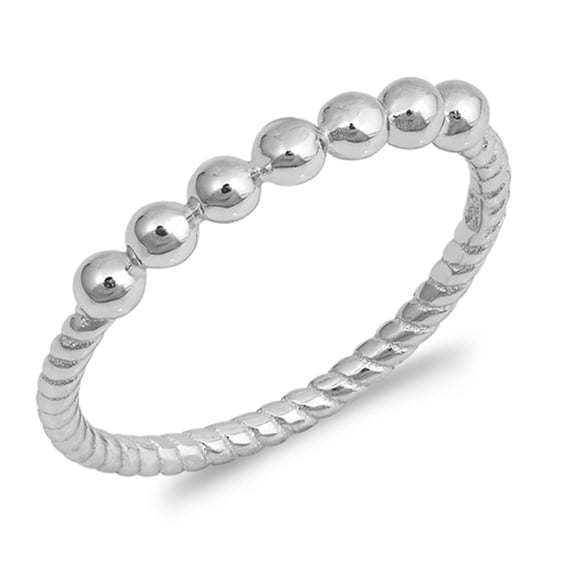Ball Bead Stackable Ring .925 Sterling Silver Rope Twist Band Jewelry Female Male Unisex Size 9