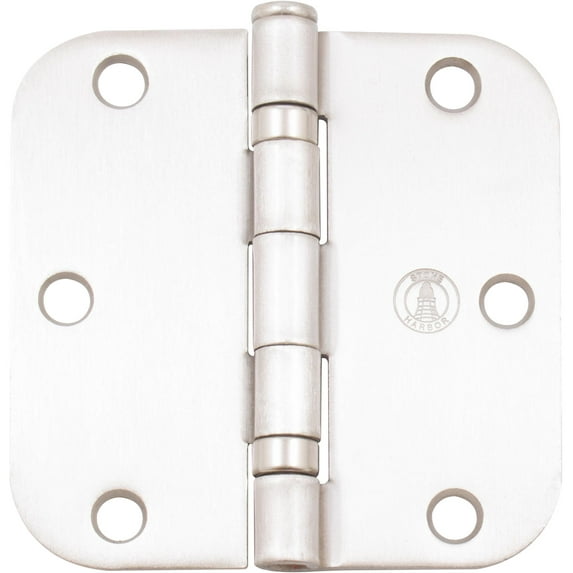 Ball Bearing Hinge, 3-1/2 Inches, 5/8" Radius Corner, Bulk Pack (100 Each), Satin Nickel by Stone Harbor Hardware