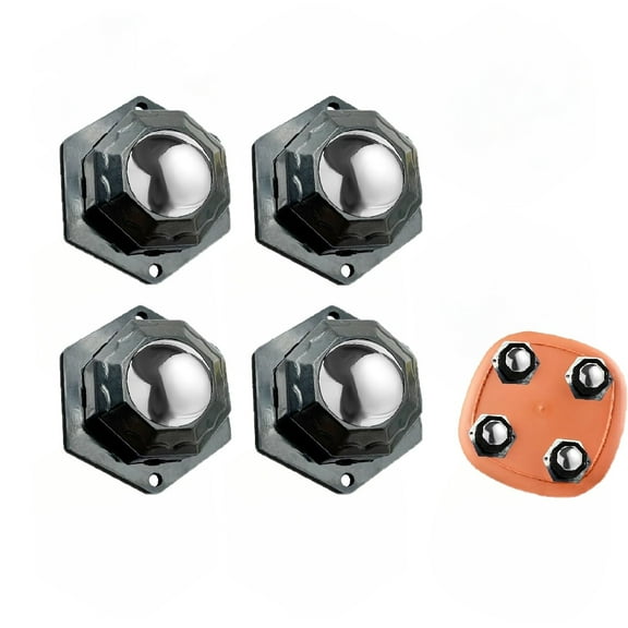 Ball Bearing Rollers 4 Pack, 360º Rotation Universal Ball Casters, 200Lbs Self Adhesive Mini Caster Wheels for Trash Can, Storage Box, Small Furniture (Black)