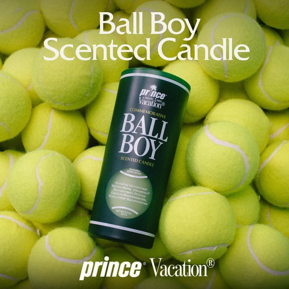 Ball Boy Tennis Scented Candle by Prince x Vacation Sunscreen, Premium Soy-Blend Wax, 65-Hour Long Burning, Sport Gift for Women & Men, 8 Oz.