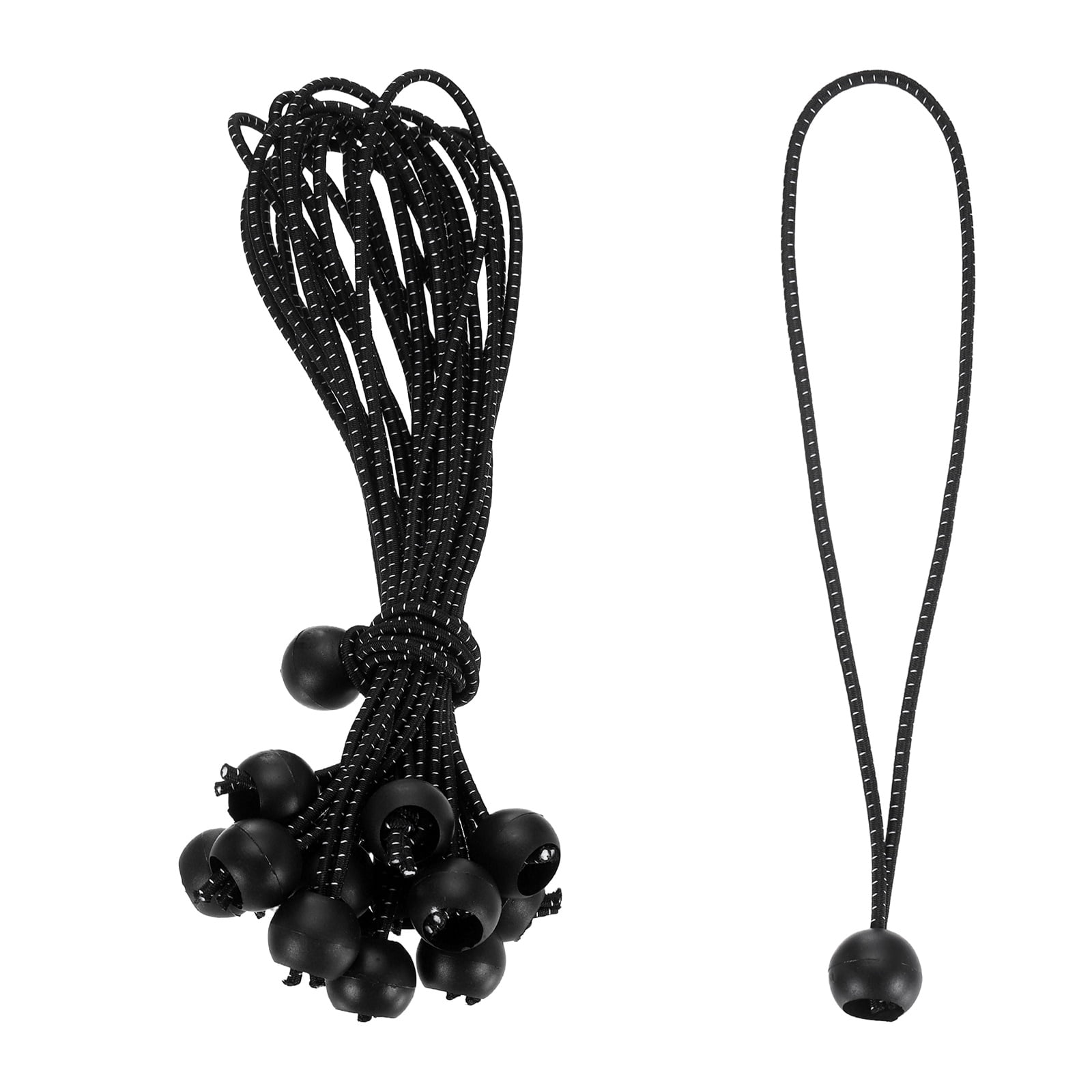 Ball Bungee Cord 10 Inch, 30 Pcs Bungee Cords with Balls Canopy Tarp Tie Downs Cords Elastic String for Outdoor Camping Cargo Shelter Tent Poles, Black White