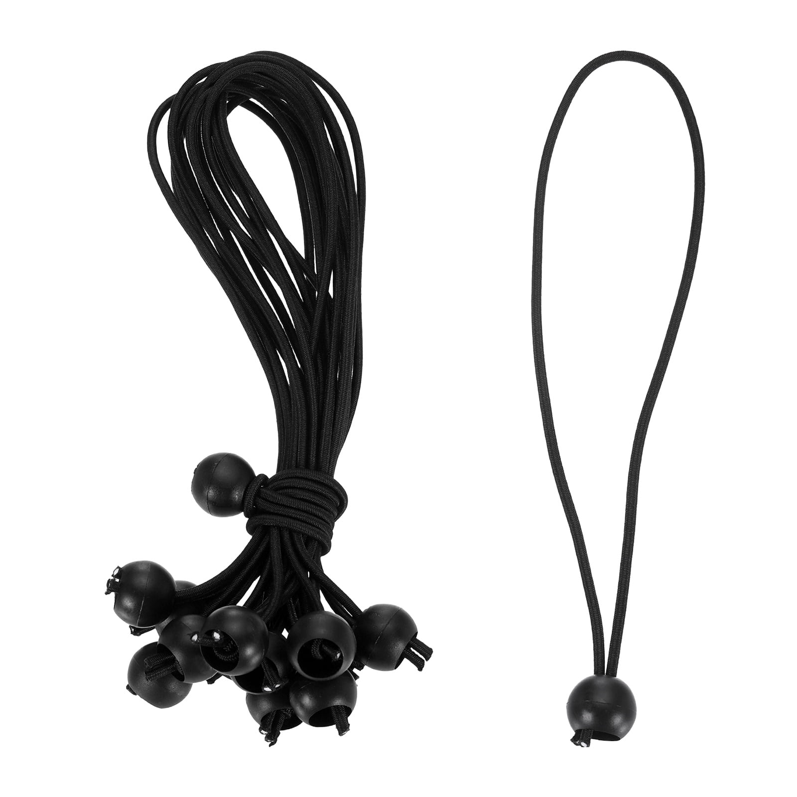 Ball Bungee Cord 10 Inch, 30 Pcs Bungee Cords with Balls Canopy Tarp Tie Downs Cords Elastic String for Outdoor Camping Cargo Shelter Tent Poles, Black