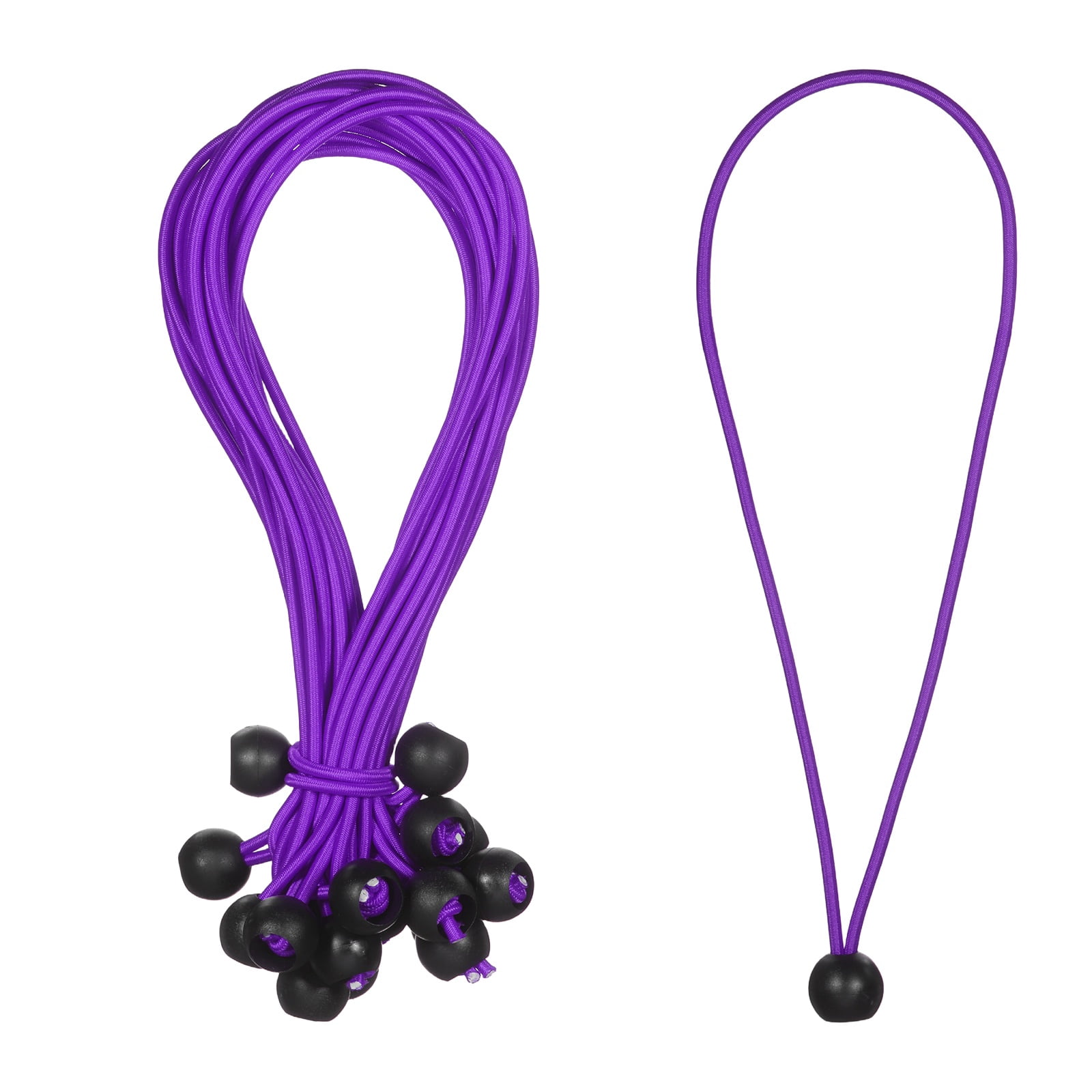 Ball Bungee Cord 12 Inch, 35 Pcs Bungee Cords with Balls Canopy Tarp Tie Downs Cords Elastic String for Outdoor Camping Cargo Shelter Tent Poles, Purple