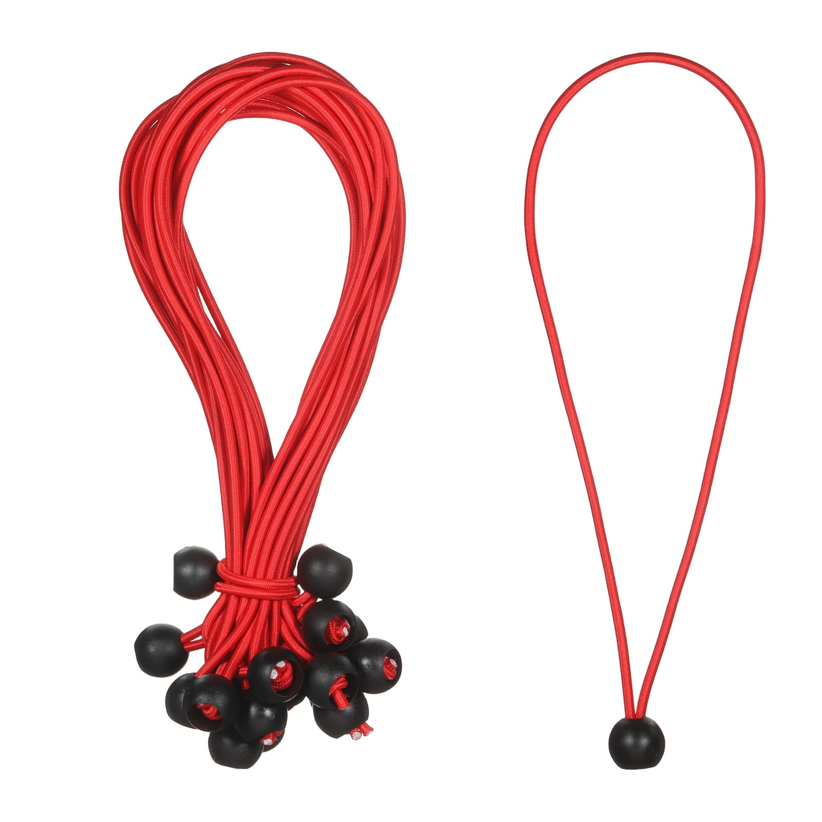 Ball Bungee Cord 12 Inch, 35 Pcs Bungee Cords with Balls Canopy Tarp Tie Downs Cords Elastic String for Outdoor Camping Cargo Shelter Tent Poles, Red