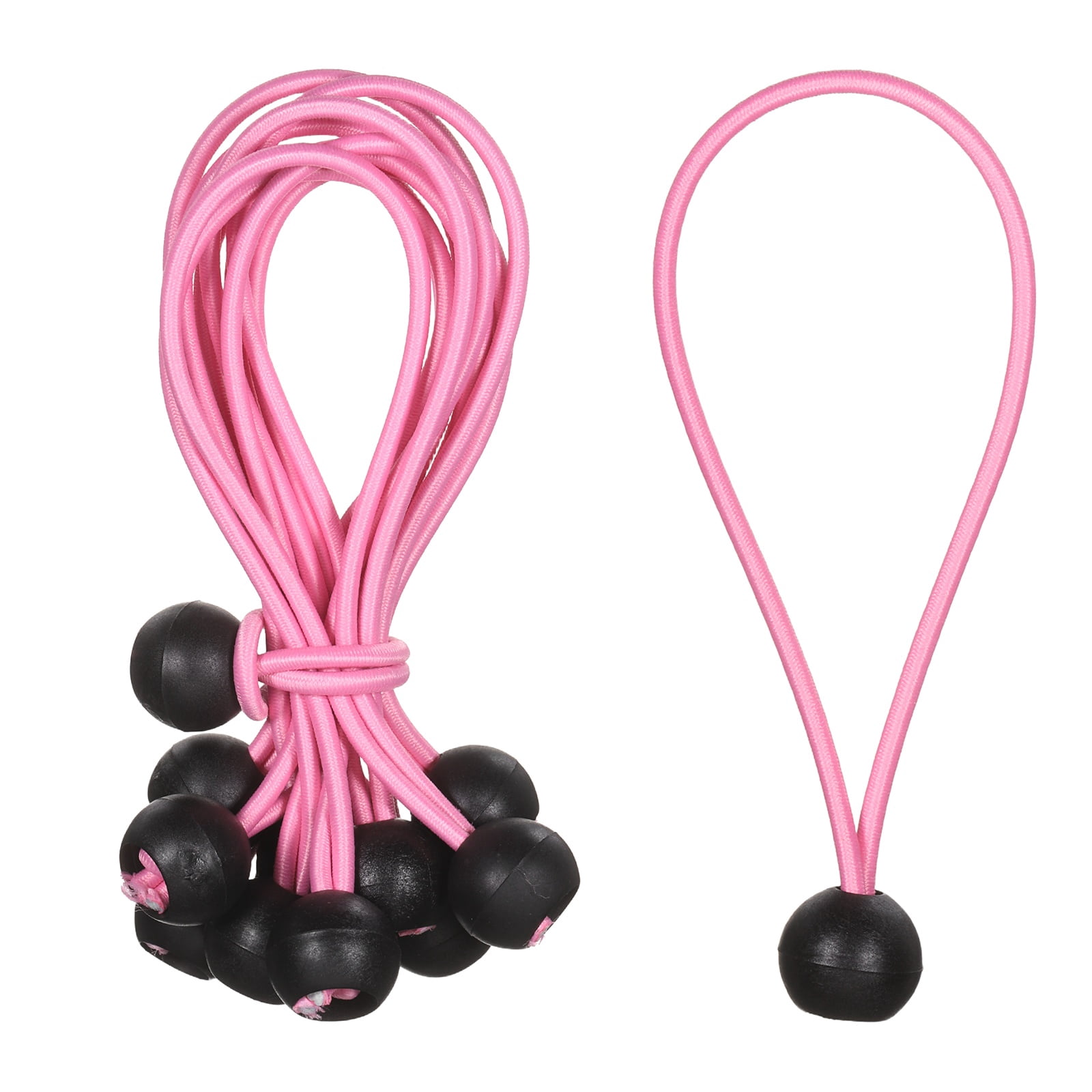 Ball Bungee Cord 6 Inch, 35 Pcs Bungee Cords with Balls Canopy Tarp Tie Downs Cords Elastic String for Outdoor Camping Cargo Shelter Tent Poles, Pink