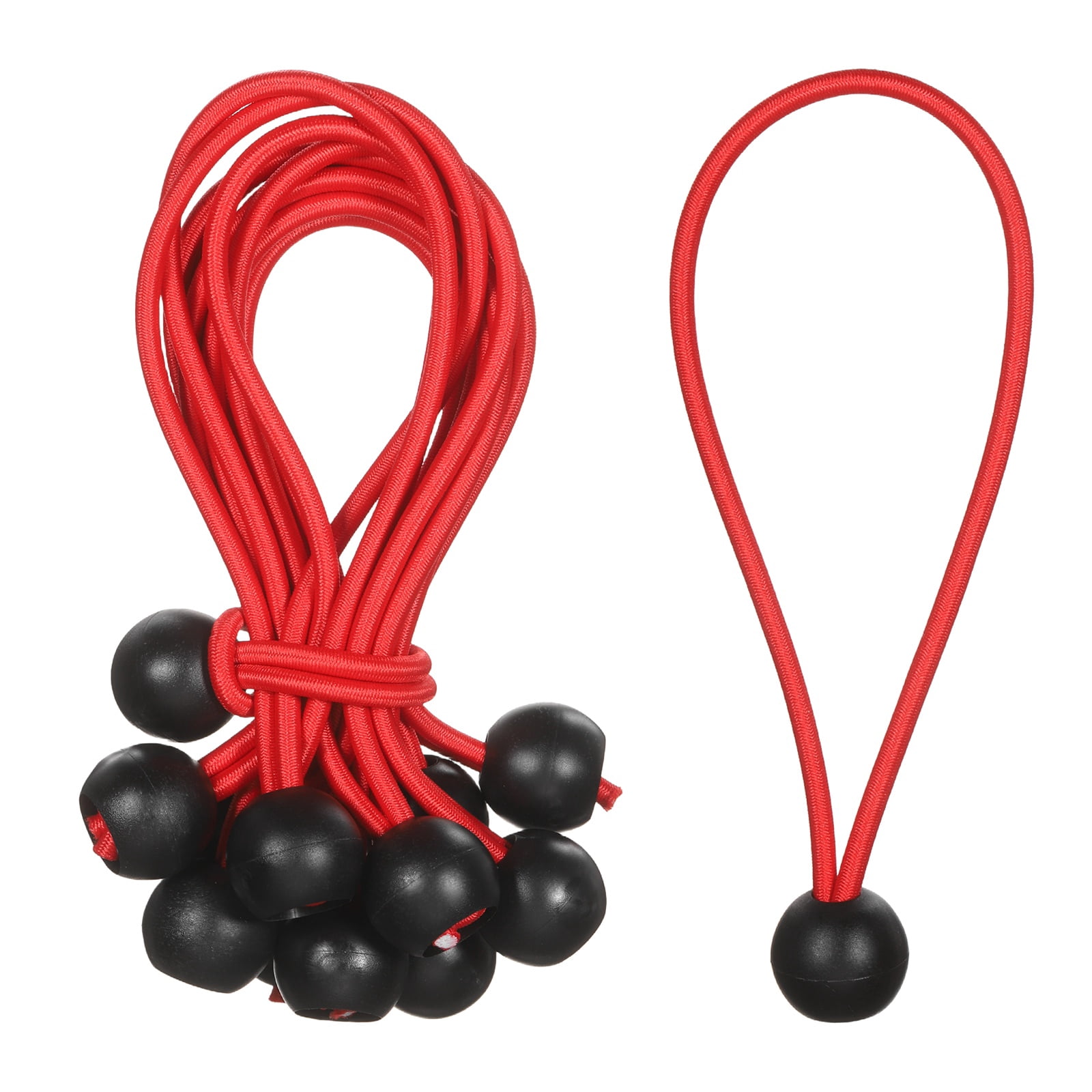 Ball Bungee Cord 6 Inch, 35 Pcs Bungee Cords with Balls Canopy Tarp Tie Downs Cords Elastic String for Outdoor Camping Cargo Shelter Tent Poles, Red