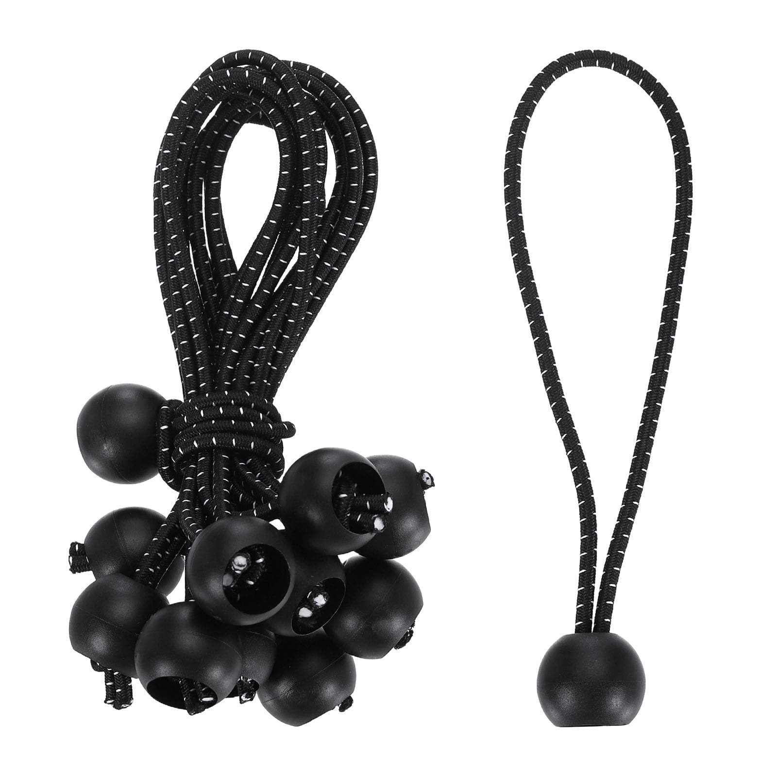 Ball Bungee Cord 6 Inch, 50 Pcs Bungee Cords with Balls Canopy Tarp Tie Downs Cords Elastic String for Outdoor Camping Cargo Shelter Tent Poles, Black White