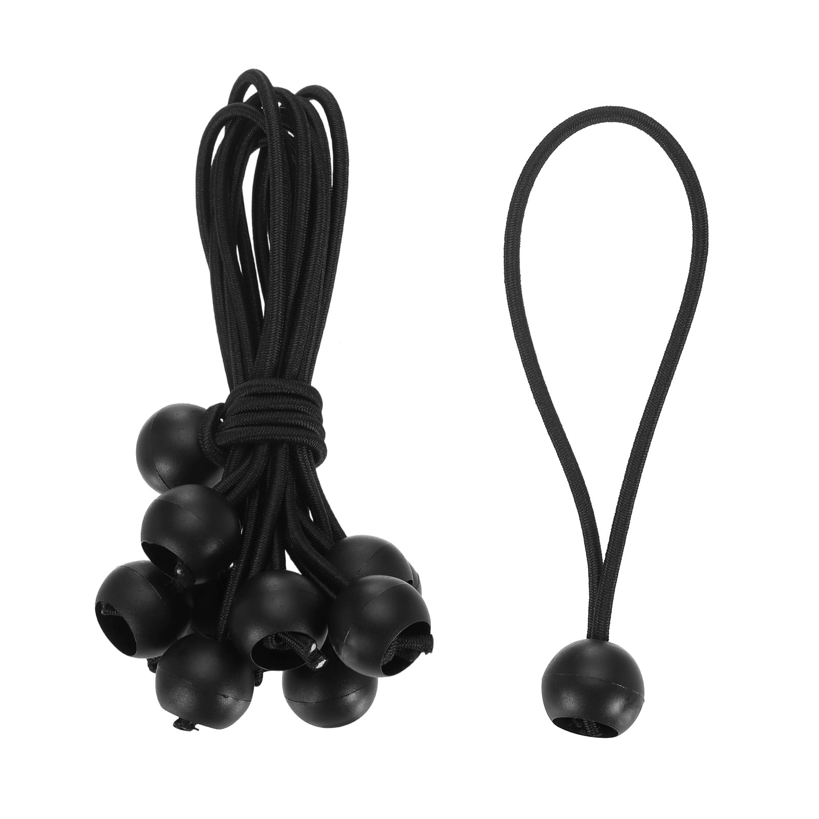 Ball Bungee Cord 6 Inch, 50 Pcs Bungee Cords with Balls Canopy Tarp Tie Downs Cords Elastic String for Outdoor Camping Cargo Shelter Tent Poles, Black