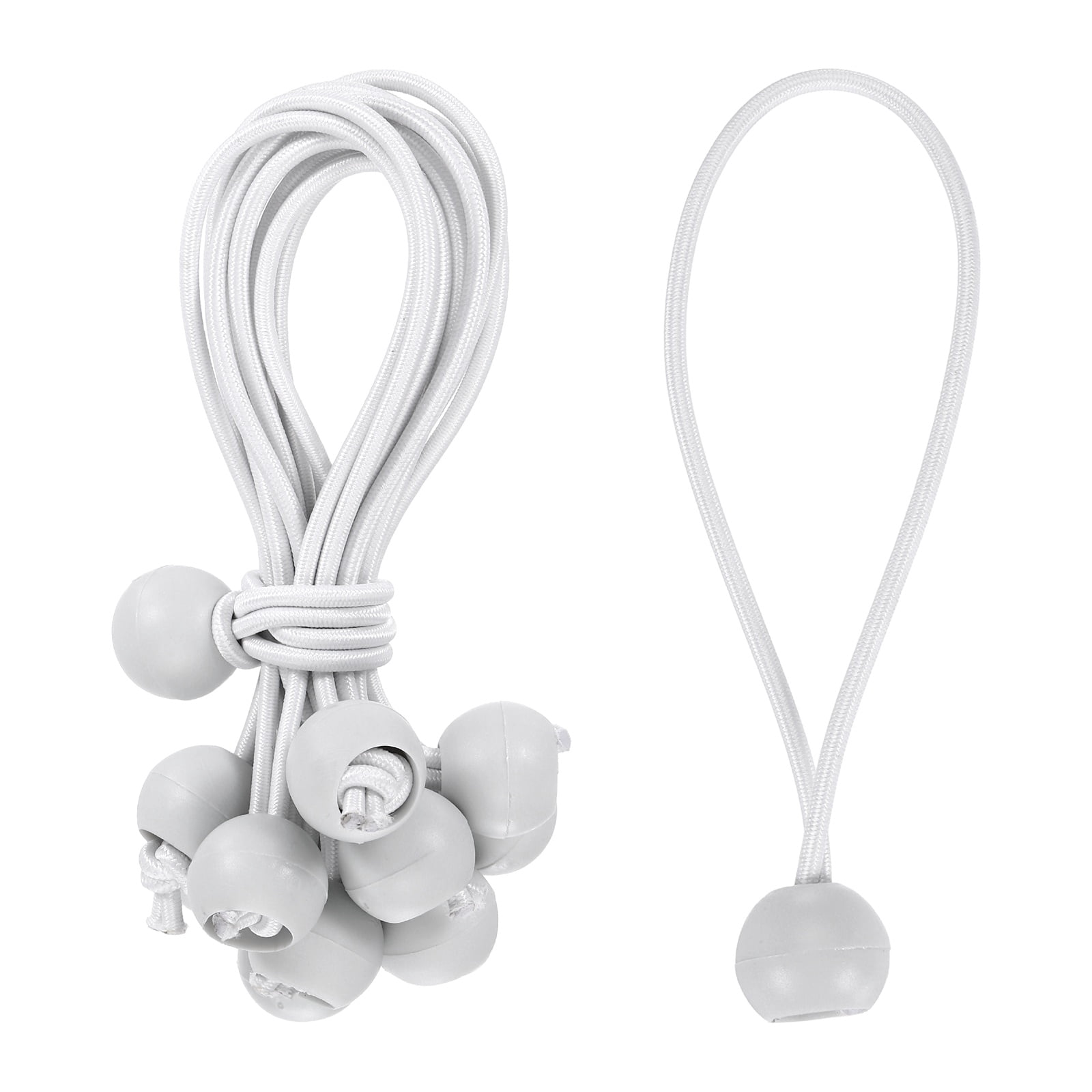 Ball Bungee Cord 6 Inch, 50 Pcs Bungee Cords with Balls Canopy Tarp Tie Downs Cords Elastic String for Outdoor Camping Cargo Shelter Tent Poles, White