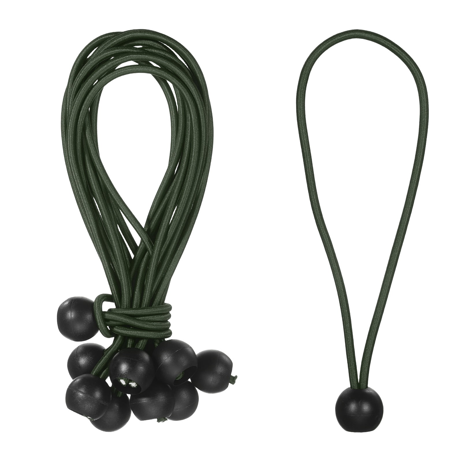 Ball Bungee Cord 8 Inch, 35 Pcs Bungee Cords with Balls Canopy Tarp Tie Downs Cords Elastic String for Outdoor Camping Cargo Shelter Tent Poles, Green