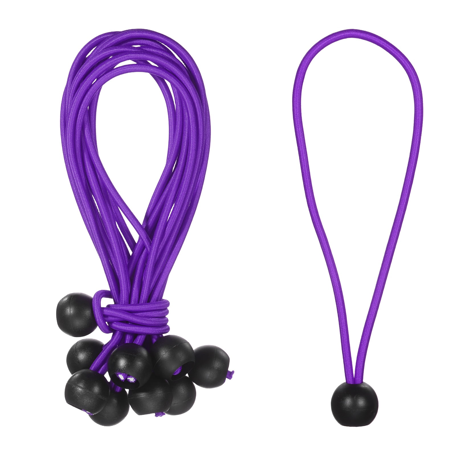 Ball Bungee Cord 8 Inch, 35 Pcs Bungee Cords with Balls Canopy Tarp Tie Downs Cords Elastic String for Outdoor Camping Cargo Shelter Tent Poles, Purple