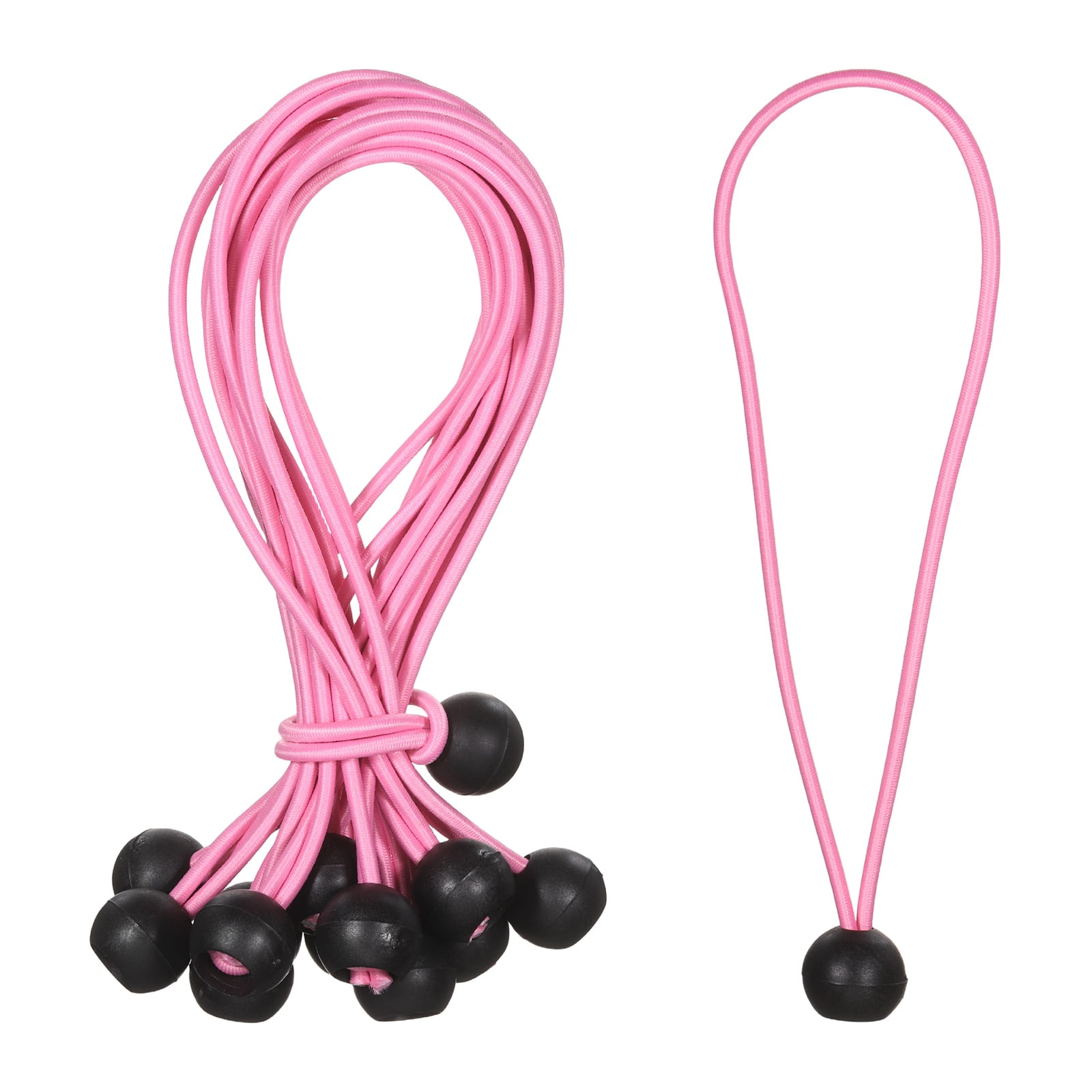 Ball Bungee Cord 8 Inch, 35 Pcs Bungee Cords with Balls Canopy Tarp Tie Downs Cords Elastic String for Outdoor Camping Cargo Shelter Tent Poles, Pink