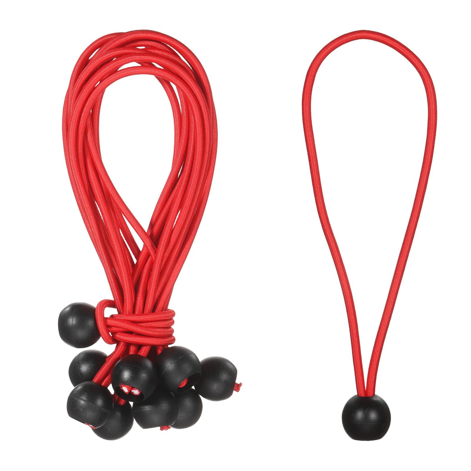 Ball Bungee Cord 8 Inch, 35 Pcs Bungee Cords with Balls Canopy Tarp Tie Downs Cords Elastic String for Outdoor Camping Cargo Shelter Tent Poles, Red