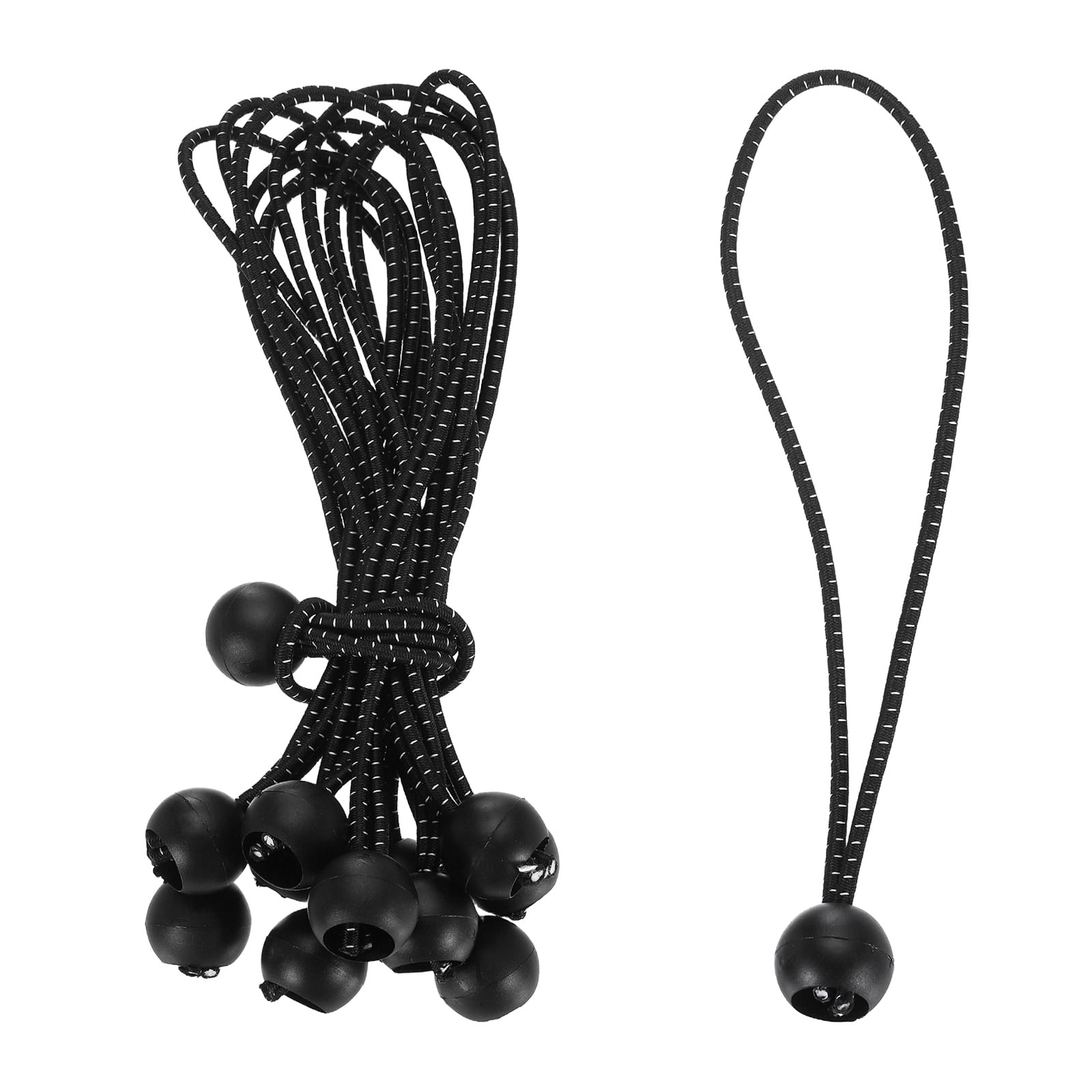 Ball Bungee Cord 8 Inch, 50 Pcs Bungee Cords with Balls Canopy Tarp Tie Downs Cords Elastic String for Outdoor Camping Cargo Shelter Tent Poles, Black White