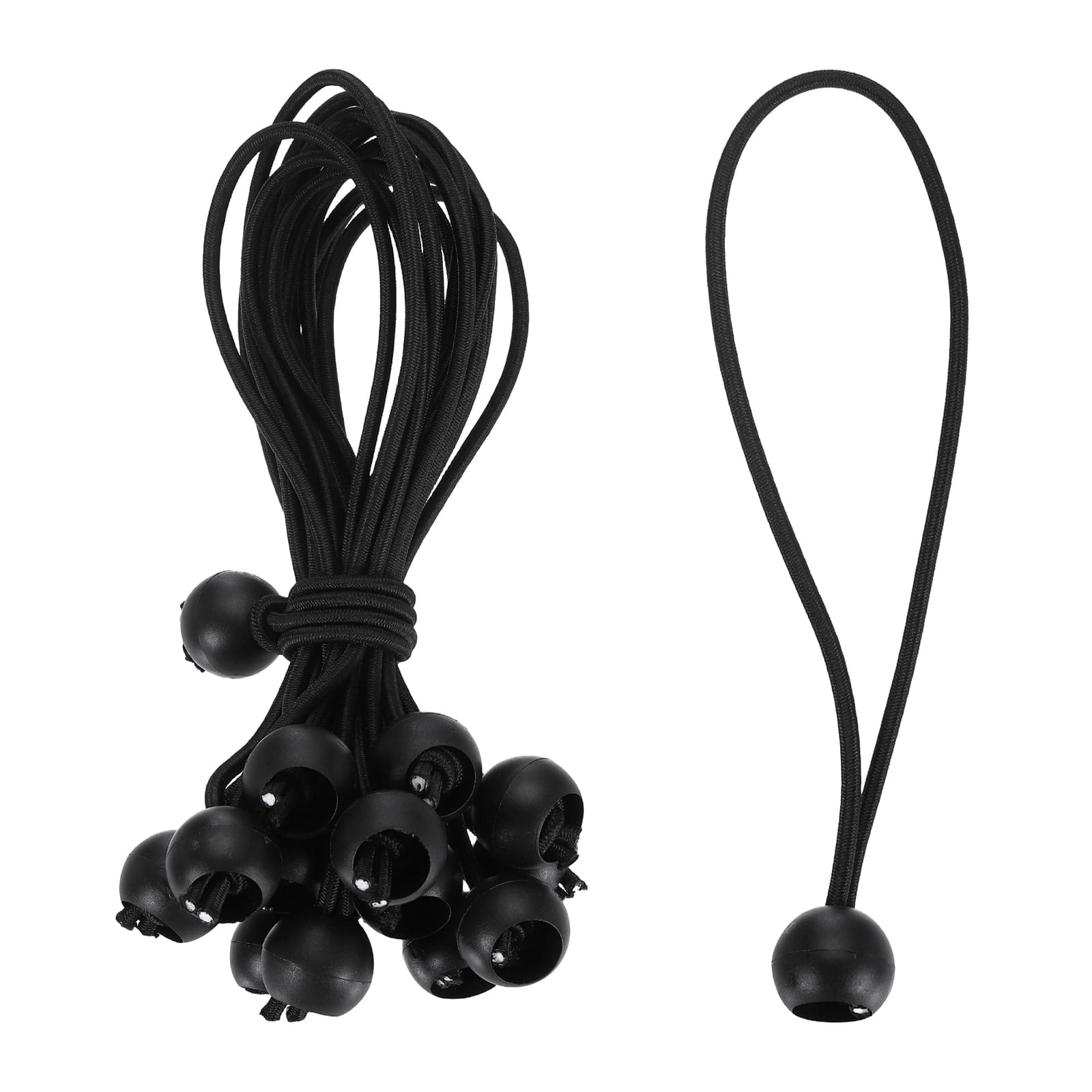 Ball Bungee Cord 8 Inch, 50 Pcs Bungee Cords with Balls Canopy Tarp Tie Downs Cords Elastic String for Outdoor Camping Cargo Shelter Tent Poles, Black