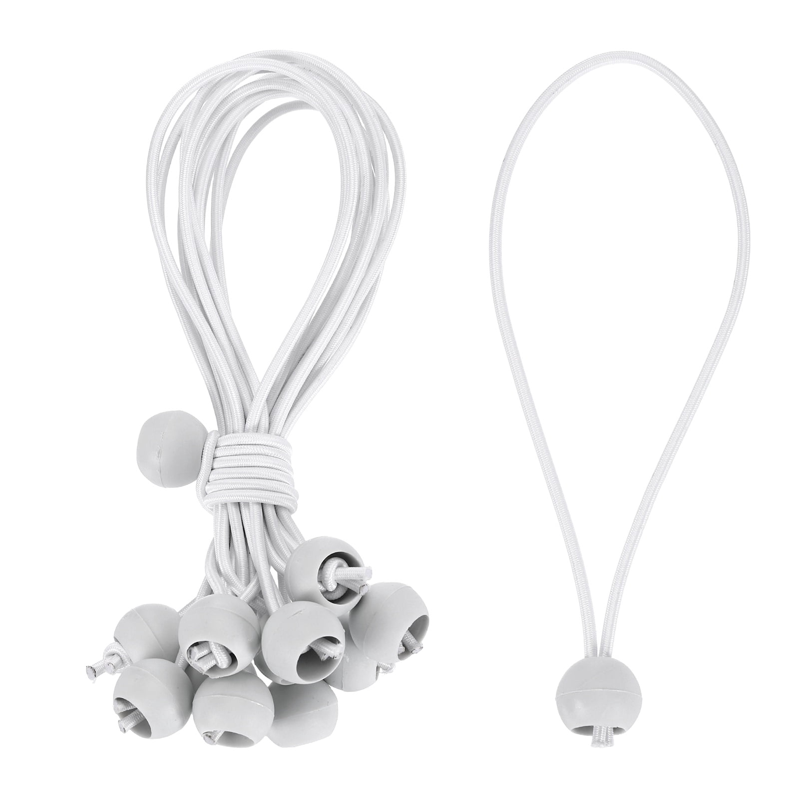 Ball Bungee Cord 8 Inch, 50 Pcs Bungee Cords with Balls Canopy Tarp Tie Downs Cords Elastic String for Outdoor Camping Cargo Shelter Tent Poles, White