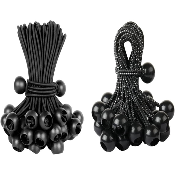 Ball Bungee Cord 9 Inch 60 Pack Heavy Duty Tarp Tie Down, for Camping, Tents, Cargo, Holding Wire and Hoses (Black+White Dot)