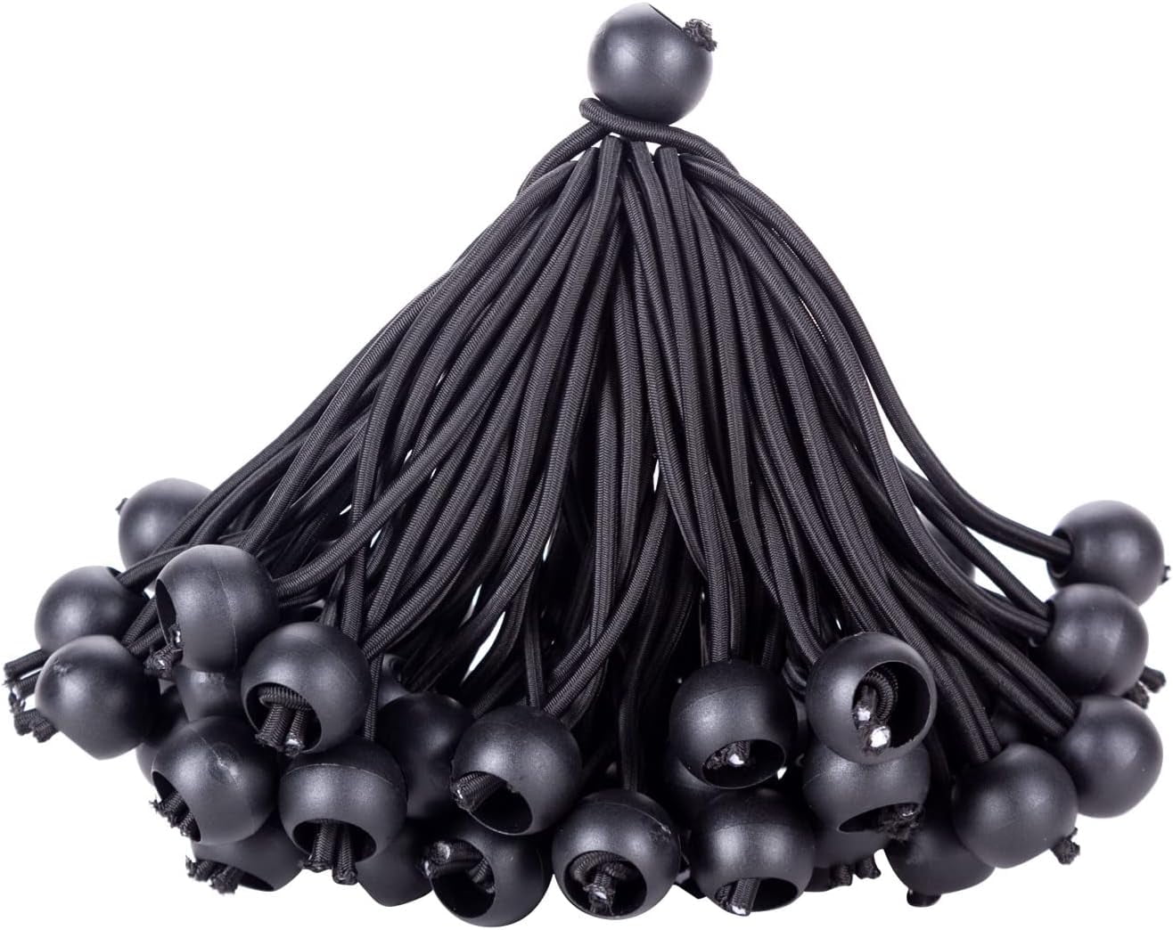 Ball Bungee Cords 4 Inch, 50 PCS Heavy Duty Black Bungie Cord Balls ...