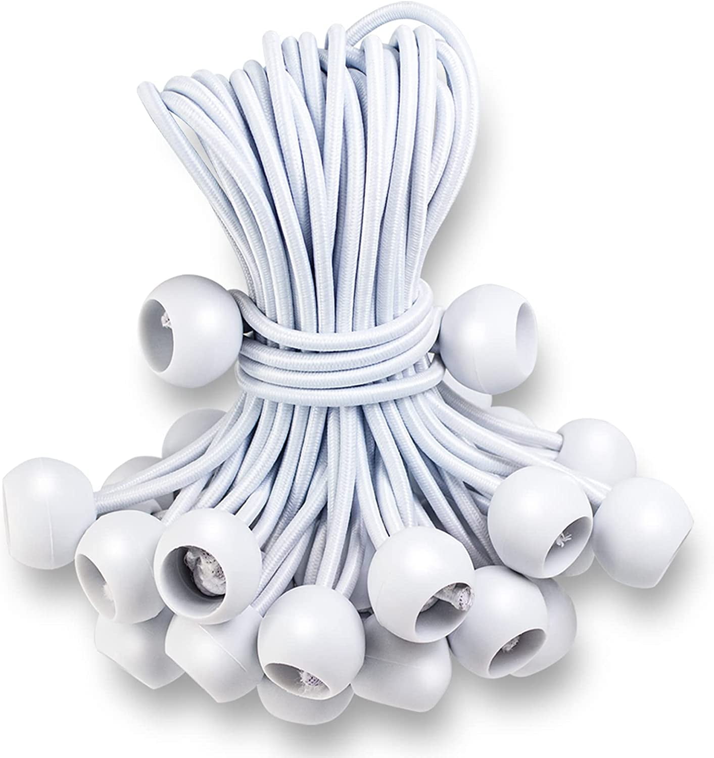 Ball Bungee Cords 4 Inch,50 PCS White Tarp Bungee Balls Heavy Duty