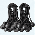 Ball Bungee Cords 50 Packs, 5 Inch Black Tie Down Cords for Tarp