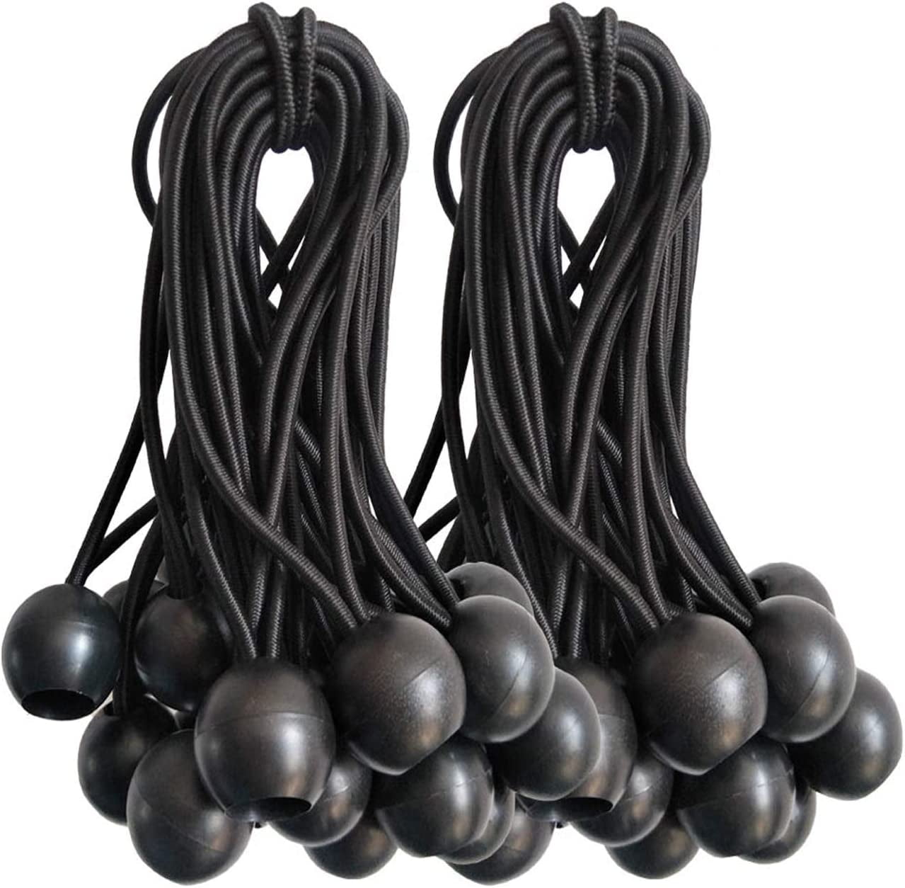 Ball Bungee Cords, 50 Packs, 6Inch Black Tie Down Cords for Tarp ...