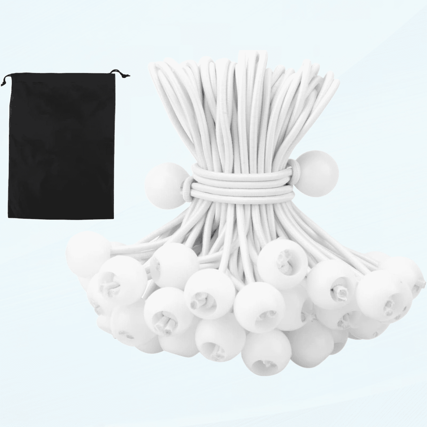 Ball Bungee Cords 50 Packs, 6Inch White Heavy Duty Bungee Cords with