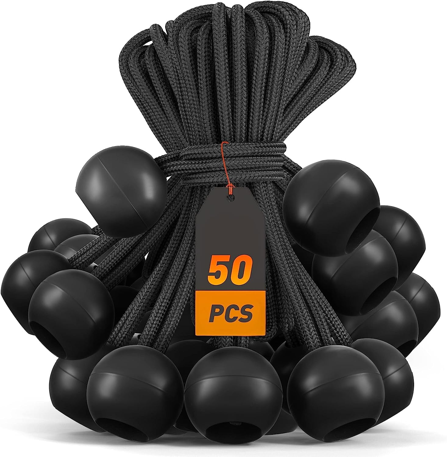Ball Bungee Cords 6 Inch 50 PCS Bungee Balls with Elastic String for Canopy, Tarp, Straps