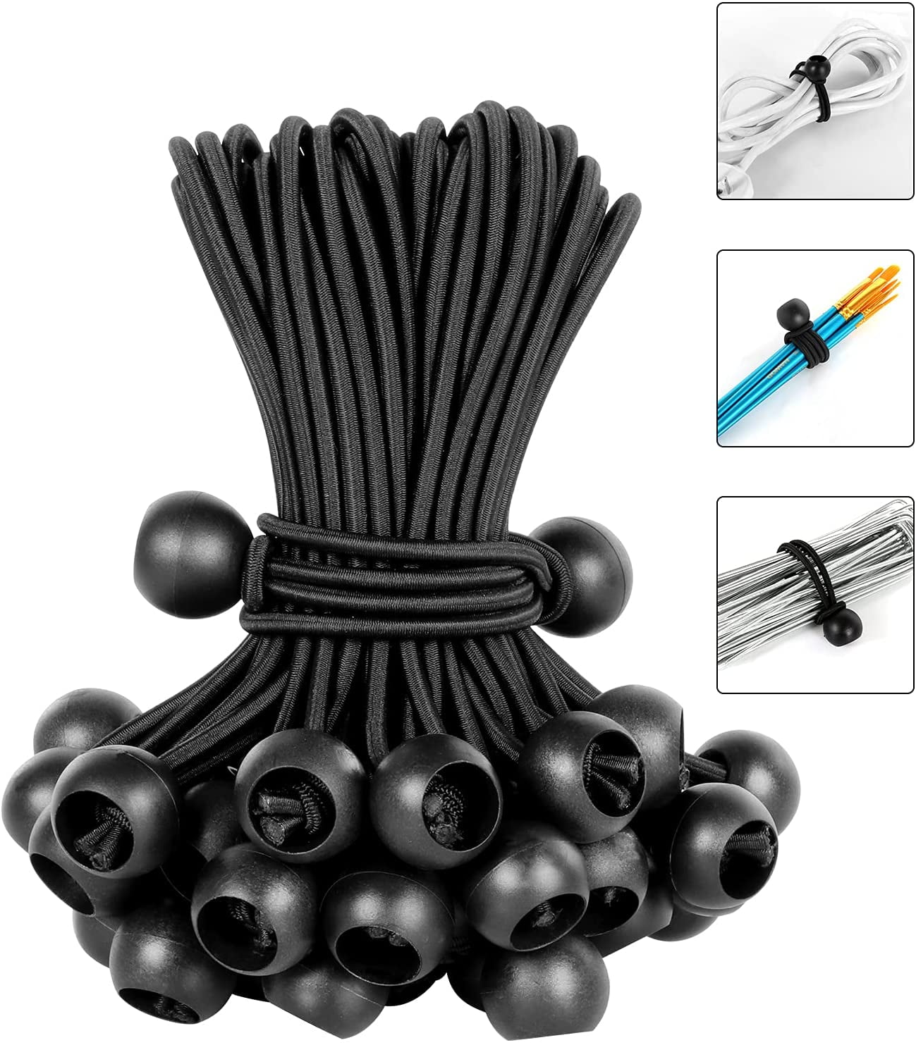 Ball Bungee Cords 6 Inch Bungee Cord with Balls, 50 PCS Heavy Duty