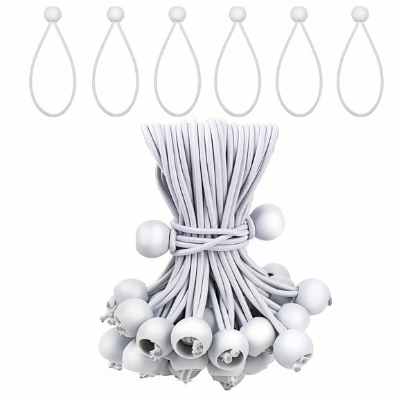 Ball Bungee Cords 6 Inch, Heavy Duty Tarp Bungees with Balls, UV Resistant Elastic Tie Down Straps