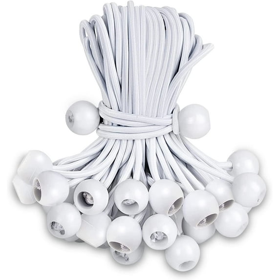 Ball Bungee Cords 9 Inch , 50 Pack Ball Bungee Cords Heavy Duty Outdoor for Camping Tarp Cargo Tent White