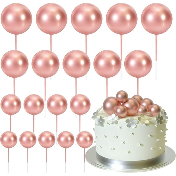 Ball Cake Topper Decorations Mini Balloons Cake Topper Sticks Rose Gold Balls Cake Picks Cake Decorations for Wedding Birthday Cake