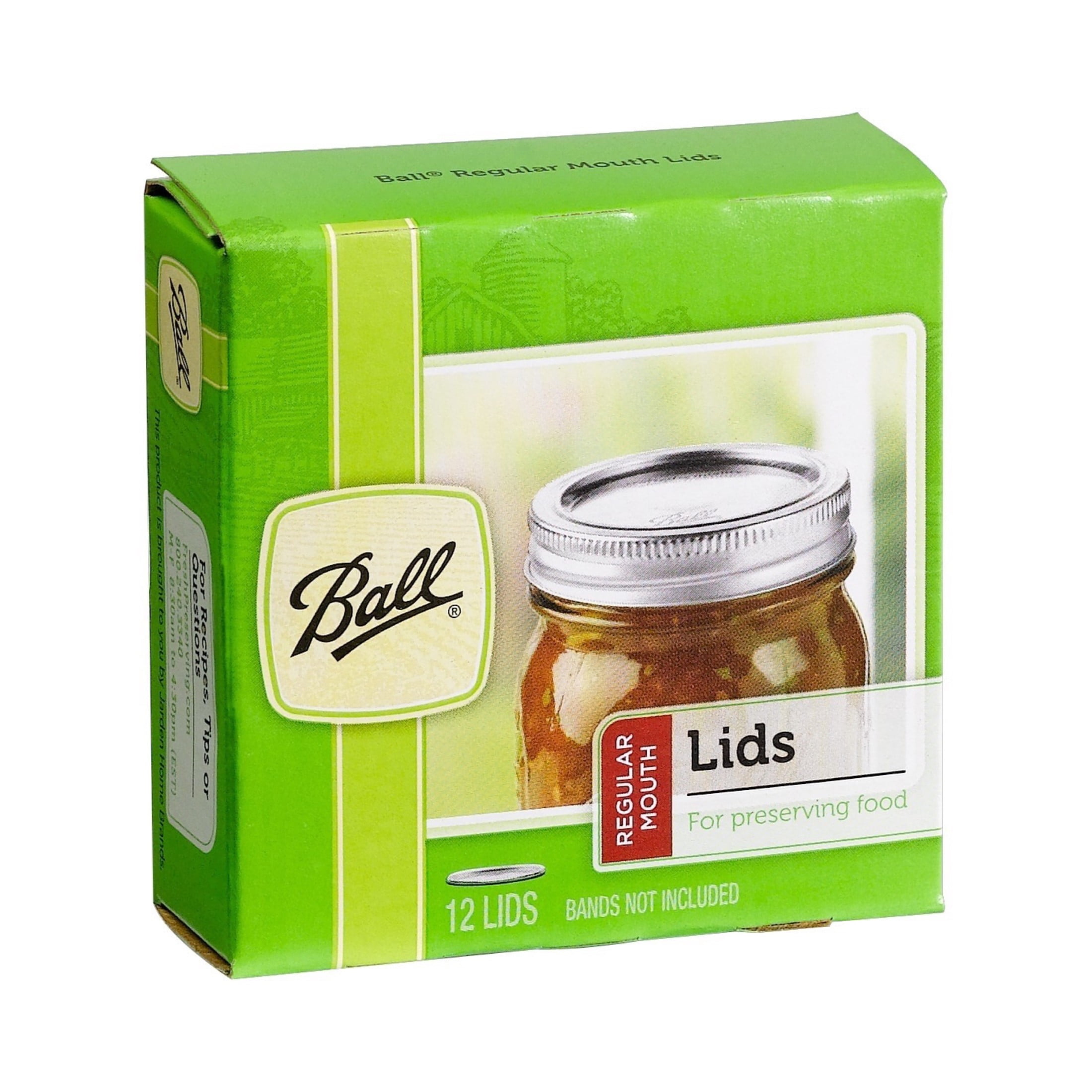 Ball Canning Regular Mouth Jar Lid, Steel, Silver Cap/Lid, 12 Pack