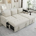 thumbnail image 1 of Ball & Cast 83.5" L-Shaped Convertible Sofa Bed,Chenille Fabric Sectional Couch with Reversible Storage Chaise Lounge and 2 Cup Holders and 2 USB Ports,Comfy Sofabed for Living Room, 1 of 7