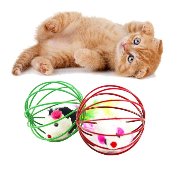 Ball Cat Toy Deal Hot Pet Funny Playing Toy Teal Fake Mouse Mice in Cage Ball