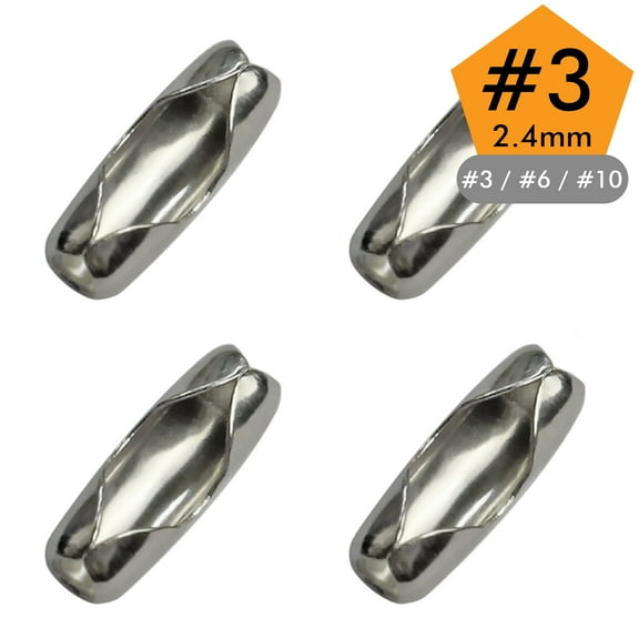 Ball Chain Connector Clasps 300 Pieces Number 3 Connectors Fits 2.4mm Beaded Ball Chain