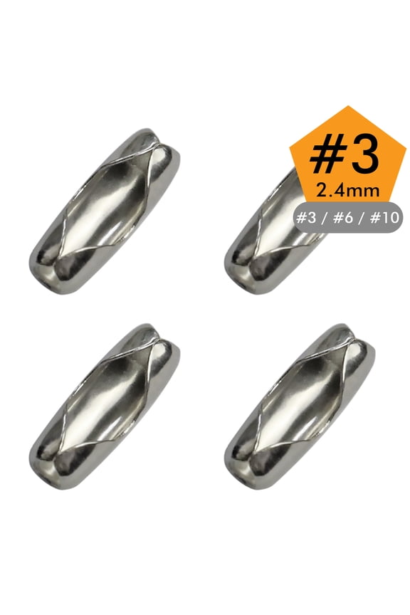 Ball Chain Connector Clasps 300 Pieces Number 3 Connectors Fits 2.4mm Beaded Ball Chain