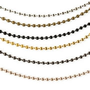 Ball Chain Dog Tag Necklace - 4 and 24 Inches Long - 2.0 or 2.4mm Bead Size - Matching Connector - Adjustable Metal Bead Chain